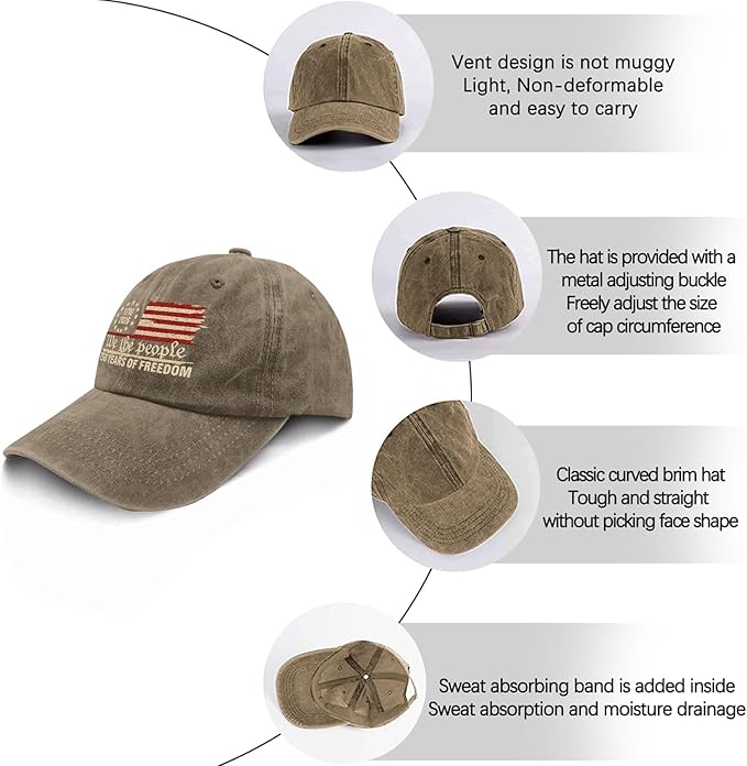 U.S. 250th Anniversary 250 Years Freedoms 1776-2026 Baseball Hats Funny
