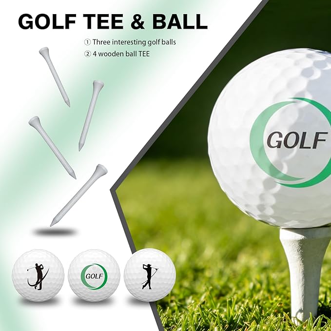 Golf Essentials Accessories Set for Men – Golf Towel, Golf Impact Stickers, Ball Marker with Pen, Cleaning Brush, Golf Balls & Tee Holder, Tee Alignment Tool – Thoughtful Golf Gift Set