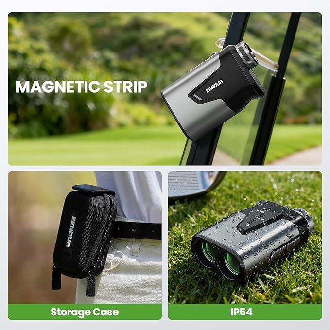 EENOUR Golf Range Finder with Slope, 1200 Yards Golf Rangefinder, Laser Rangefinders with Magnet and Pin Lock Vibration, 7X Magnification, Rechargeable Compact Portable Range Finder Golfing