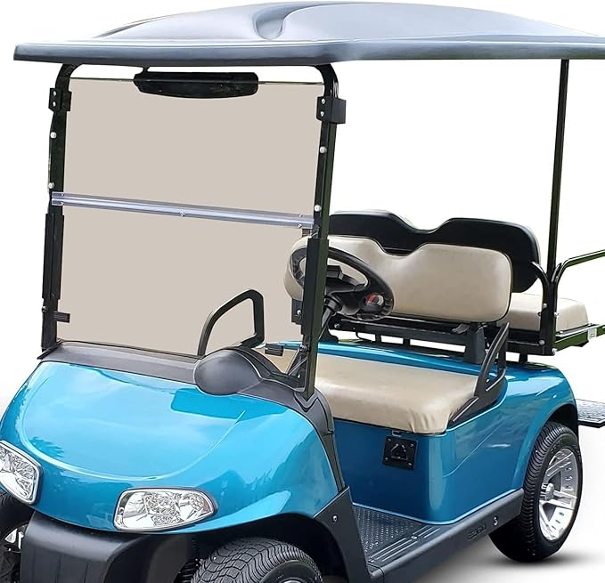 ECOTRIC Tinted Folding Windshield Compatible with 2008-Current EZGO RXV Golf Cart 37"W X 32.25"H