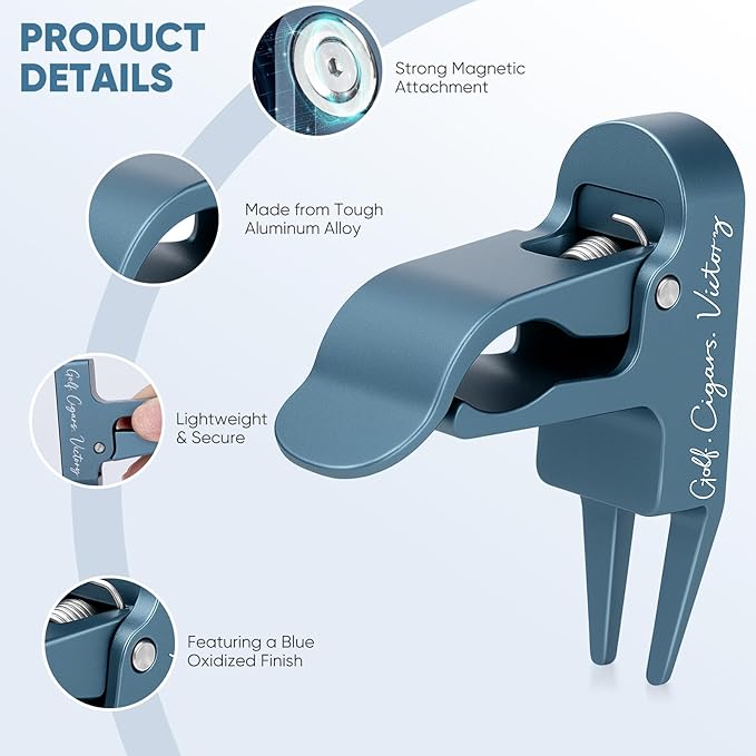 Magnetic Golf Holder Clip with Divot Tool Hold Item in The Grass for Golf Cart Aluminum Alloy Stand Clip - Universal Golf Cart Hold 30-60 Rings Magnetic Clip Golf Gifts Golf Accessories