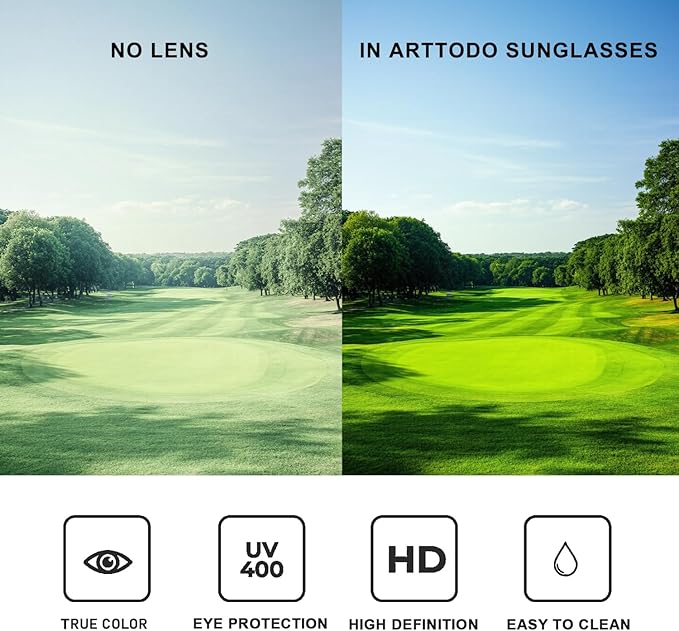 Golf Sunglasses, UV Polarized Sunglasses for Men and Women, Lightweight Sunglasses with UV Protection for Golfer, Golf Accessories