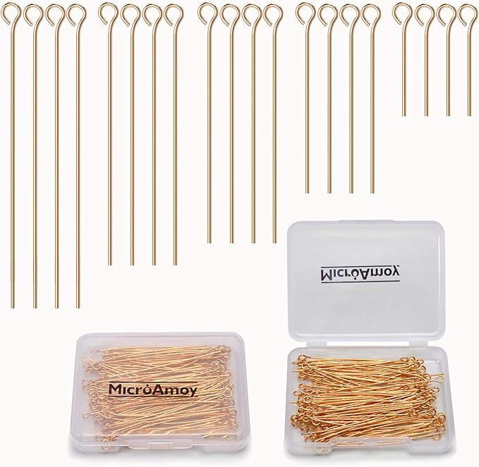 100pcs 18K Gold Filled Eye Pins Non Tarnish Craft Earring Bracelet Jewelry by MICROAMOY