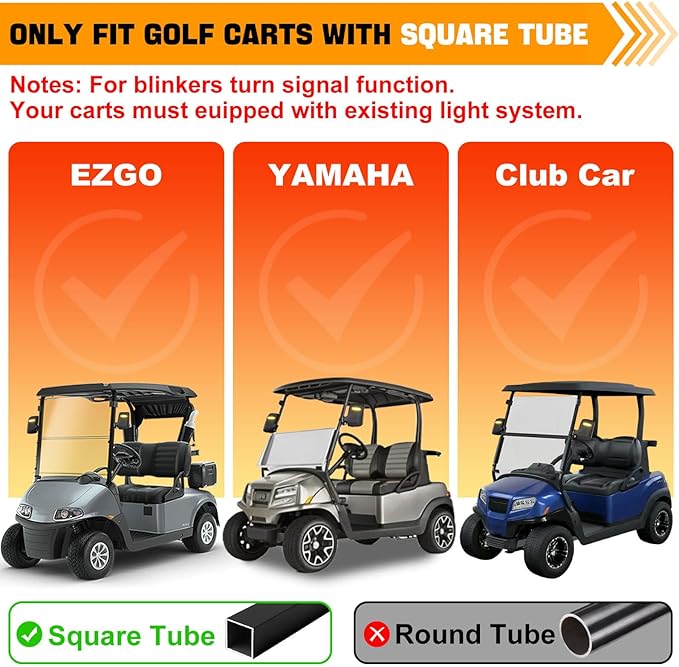 Golf Cart Side Mirrors with Turn Signal Light Golf Cart Rear View Mirrors for Club Car EZGO Yamaha Side Mirrors Golf Cart