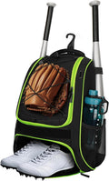 LARIPOP Youth Baseball Bag, Bat Backpack with Fence Hook & Separate Shoe Compartment, Waterproof Equipment Bag for Baseball, T-Ball & Softball