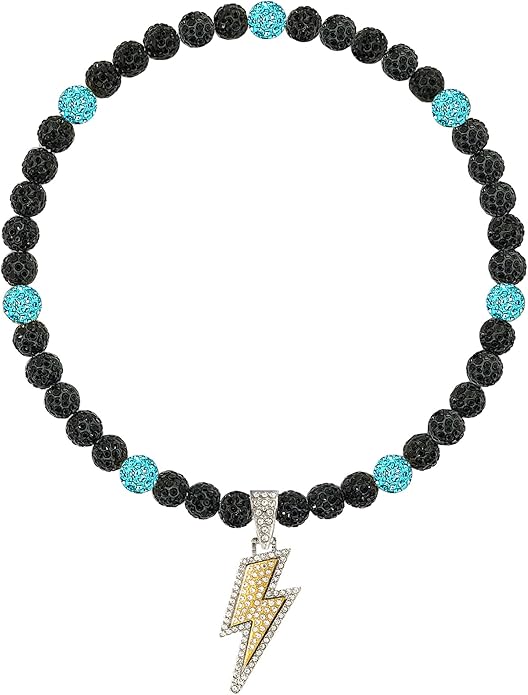 Baseball Necklace for Men 16/18/20 Inch Bling Ice Collection Lightning Bolt Pendant Necklace for Women Rhinestone Clay Beaded Discoball Accessories Gifts for Baseball Team Players Lovers