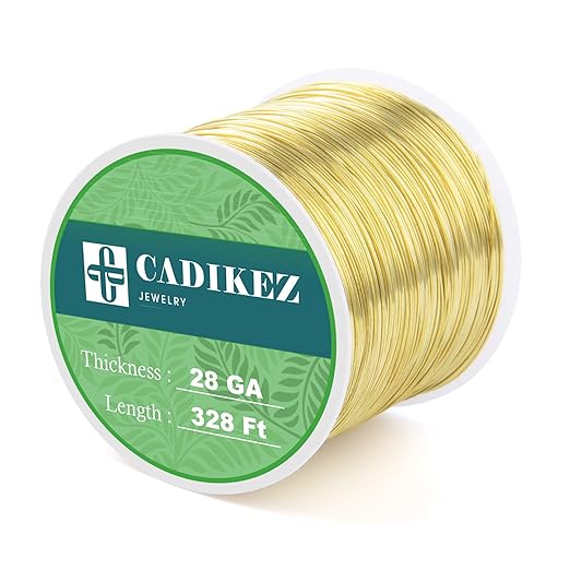 26 Gauge Craft Wire Jewelry Wire 100M/0.4mm Gold Plated Thin Brass Wire Soft by Cadikez