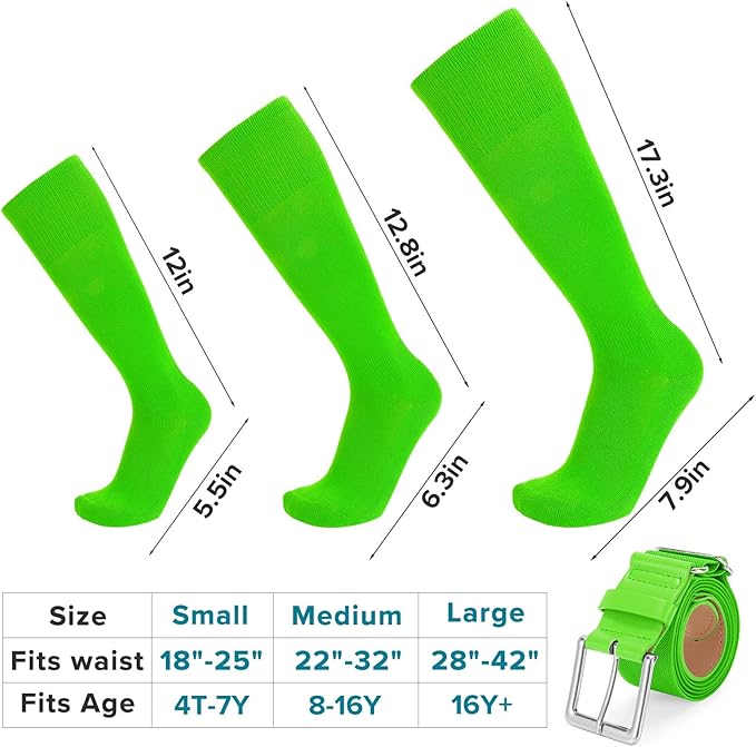 Baseball Socks and Belt Combo for Youth Adult - Softball Socks and Belt for Boys and Girls