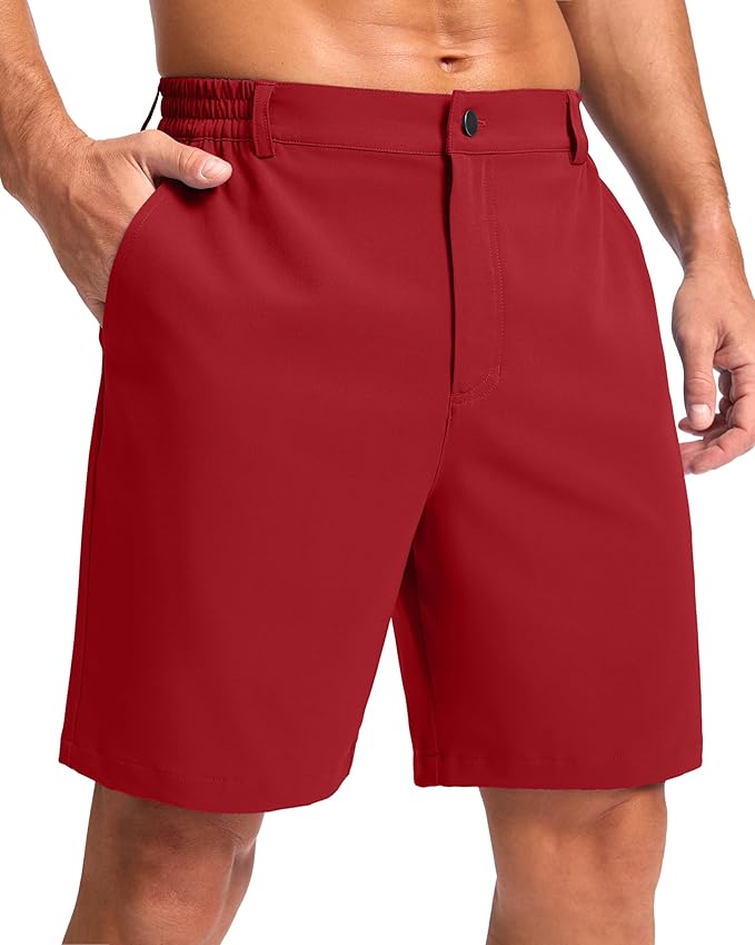 Pudolla Men's Casual Shorts 7"/9"/5" Lightweight Golf Shorts with 3 Pockets Stretch Quick Dry Comfy Work Shorts