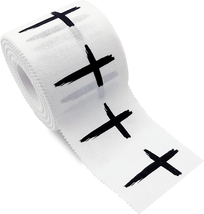 Cross Sports Athletic Tape 2 in x 30 ft 100% Cotton Christian Gift God Jesus Bible Verse Faith White Black Wrap Brace Wrist Ankle Finger Football Baseball Soccer Wrestling (1 Qty: Distressed White)