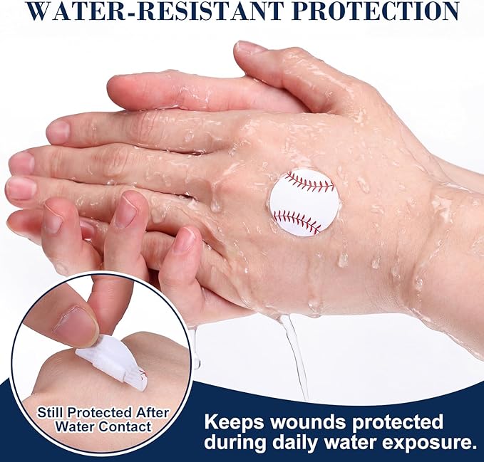 100 Pack Baseball Bandages 1 Inch Round Baseball Shape Dot Sports Adhesive Bandages for Small Wounds Scrapes First Aid Supplies for Athletes