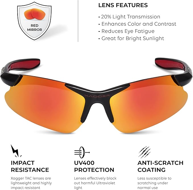 Xagger Kids Youth Polarized Sports Sunglasses for Boys Girls Baseball Softball Glasses TR90 Frame
