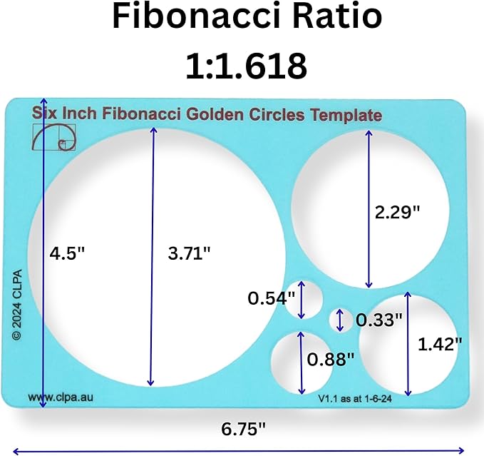 Circle Stencil Template for Drawing and Drafting: A Fibonacci-Inspired Circle - Image 3