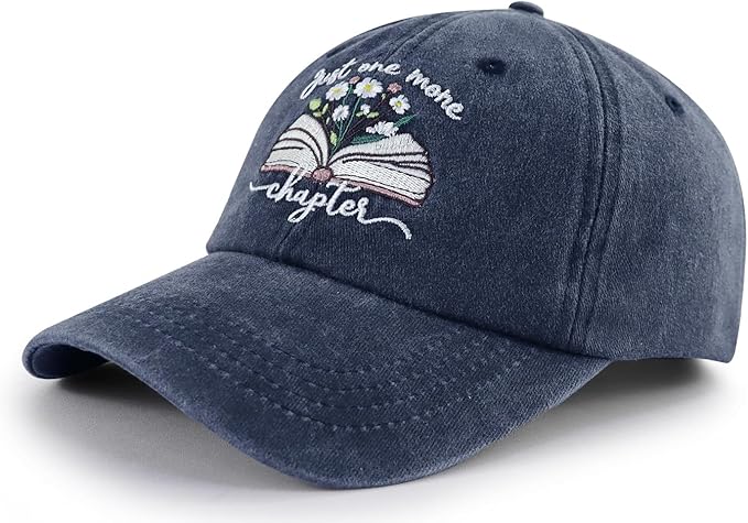 Just One More Chapter Hat for Men Women, Funny Adjustable Cotton Embroidered Bookish Baseball Cap