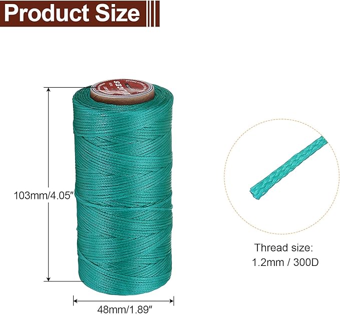 uxcell Flat Leather Sewing Waxed Thread, 140m / 153 Yards Polyester Wax String - Image 2
