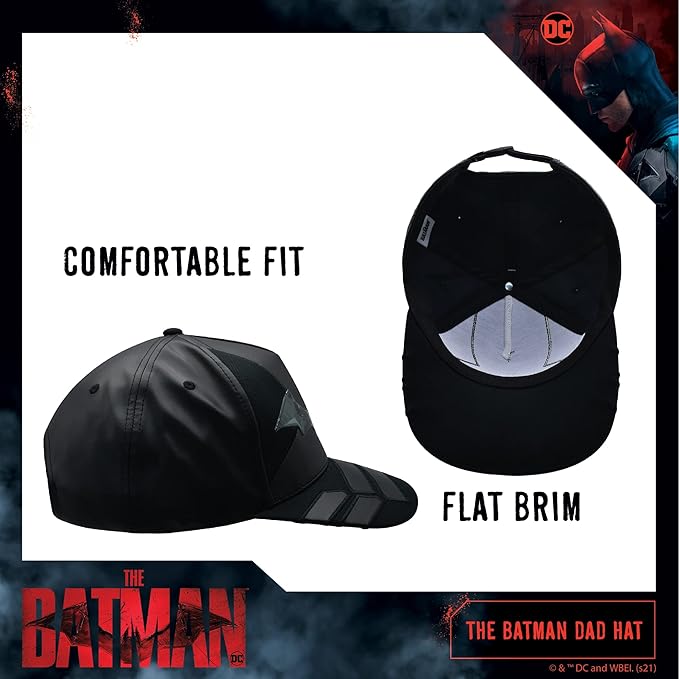 DC Comics The Batman Dad Hat, Adult Baseball Cap with Flat Brim, One Size