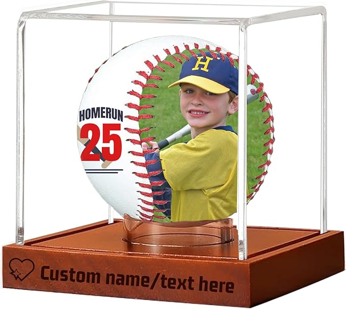 Personalized Baseball Display Case UV Protectedcase Baseball Box Custom Name Text Customize Baseball Cases Display for Balls - for Official Size Ball
