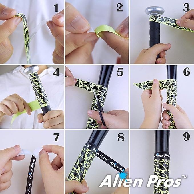 ALIEN PROS Bat Grip Tape for Baseball (2 Grips/4 Grips) – 1.1 mm Precut and Pro Feel Bat Tape – Replacement for Old Baseball bat Grip – Wrap Your Bat for an Epic Home Run (2 Grips/4 Grips)