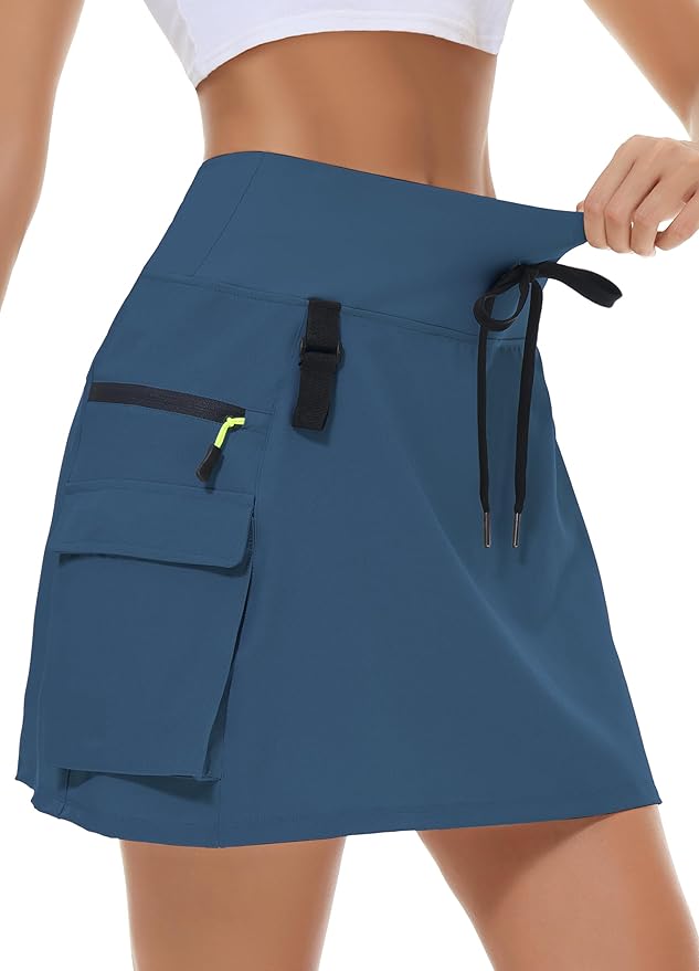 MIVEI Skorts for Woman - Hiking Cargo Skorts with Zipper Pockets, High Waisted Quick Dry Golf Workout, Dressy Casual