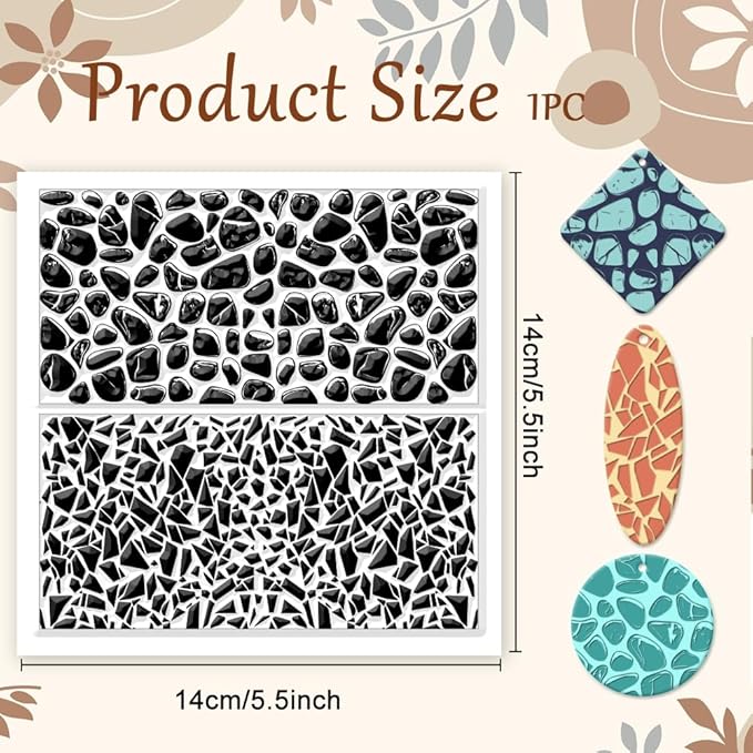CHGCRAFT Tile Pattern Polymer Clay Texture Sheets Pebble Texture Silicone Clay - Image 2