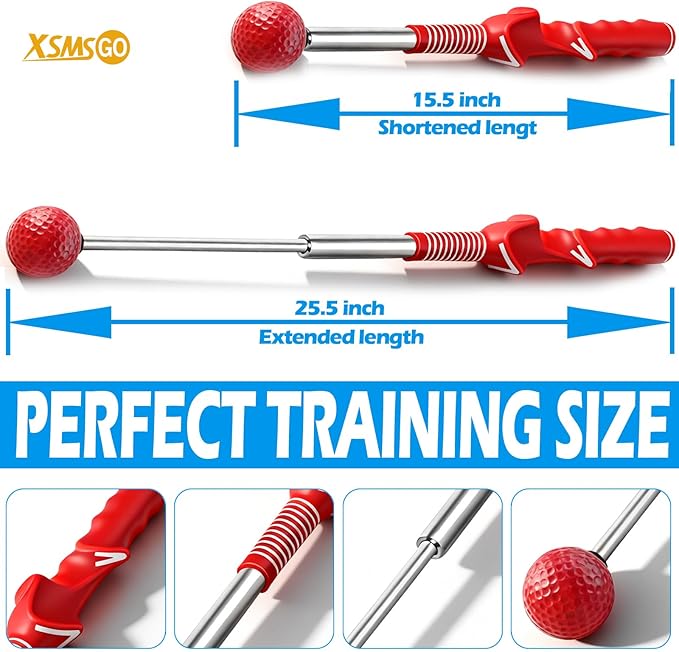 Retractable Golf Swing Training Aid – Golf Swing Trainer with Ergonomic Grip & Audible Feedback | Golf Swing Corrector for Tempo, Balance & Accuracy | Indoor & Outdoor Golf Practice Tool