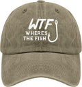 WTF Where's The Fish caps Funny Vintage Cotton Washed Baseball Caps Adjustable Low Profile Dad Hat