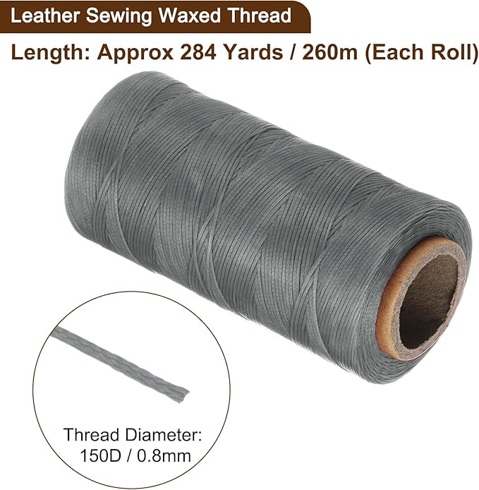 uxcell 150D 0.8mm Flat Waxed Thread 284 Yards Polyester Leather Sewing Waxed - Image 3