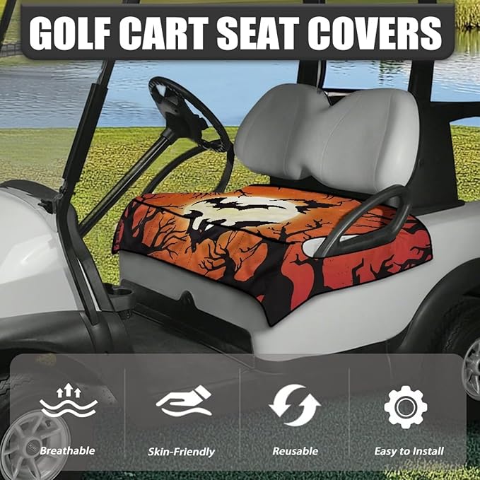 Golf Cart Seat Covers, Universal Golf Cart Seat Towel Blanket with 4 Front Pockets & Nonskid Bottom Fits for Club Car 2 Person Seats Golf Carts