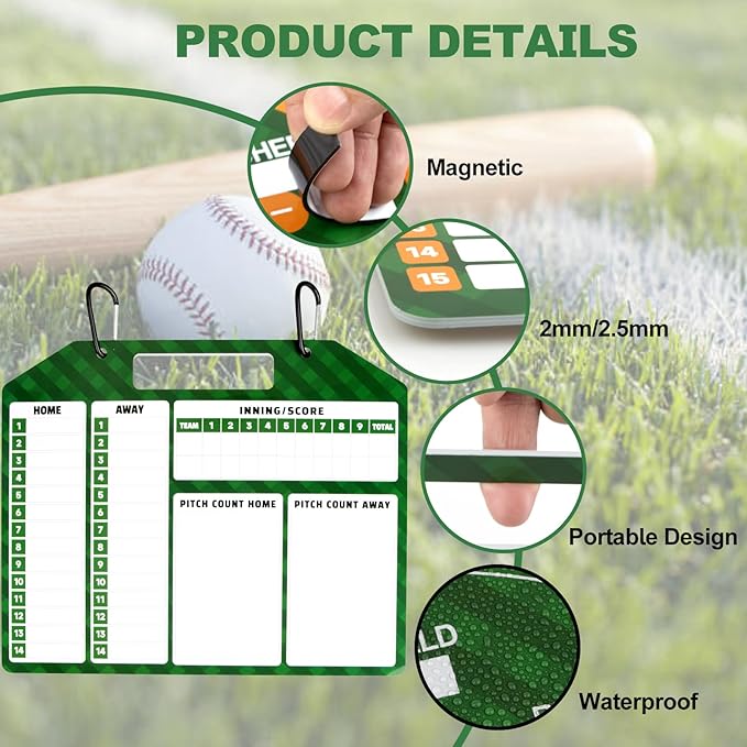 Magnetic Baseball Lineup Board for Dugout, Dry Erase Coach Lineup Board, Baseball Coaching Board, Baseball Clipboard for Coaches with 40 Lineup Cards, Baseball Coaching Accessories
