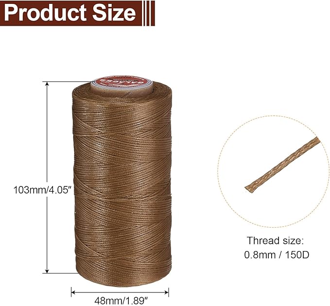 uxcell Flat Leather Sewing Waxed Thread, 270m / 295 Yards Polyester Wax String - Image 2