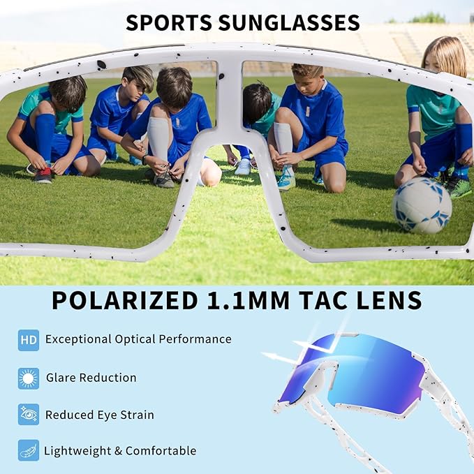 YDAOWKN Kids Sunglasses Youth Baseball Sunglasses Boys Girls Softball Cycling UV400 Protection Sports Goggles