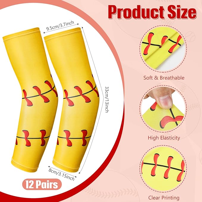 Soulchen 24 Pcs Ice Cream Drip Baseball Softball Gift Accessories 40"x12" Microfiber Cooling Towels and Arm Sleeves for Party