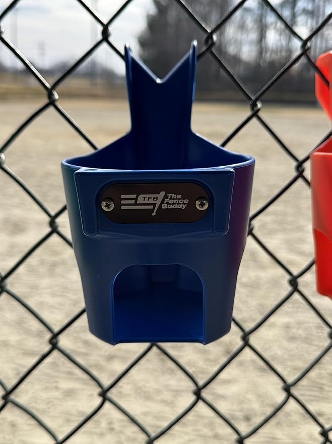 Fence Cup Holder | Drink Holder for Chain Link Fence | Fits Stanley, Yeti & Gatorade | Baseball Dugout, Softball, Pickleball & Tennis | Made in USA | The Fence Buddy (Royal Blue)