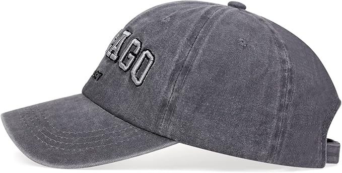 Chicago Hat for Men Women 3D Embroidery Vintage City Dad Hats Baseball Cap