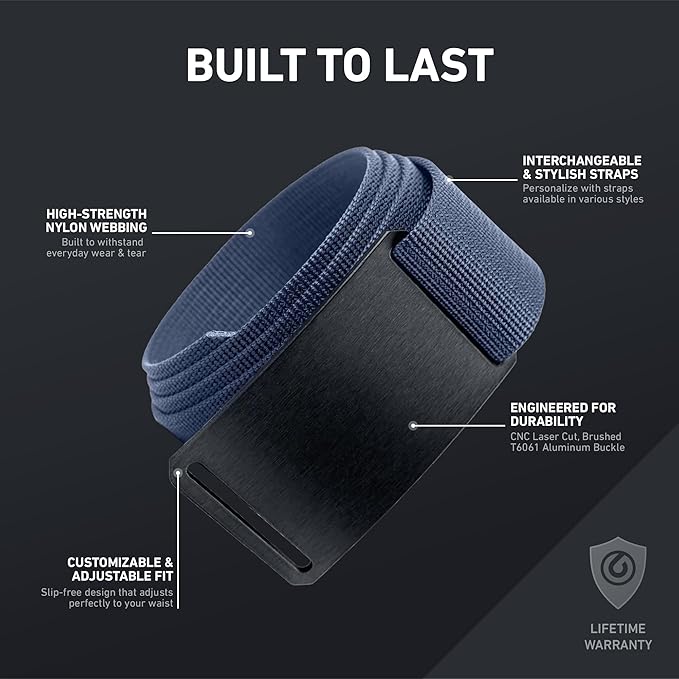 GRIP6 Classic Belt - 1.5-Inch Adjustable Nylon Belts - Versatile Lifestyle and Tactical Belt for Men and Women