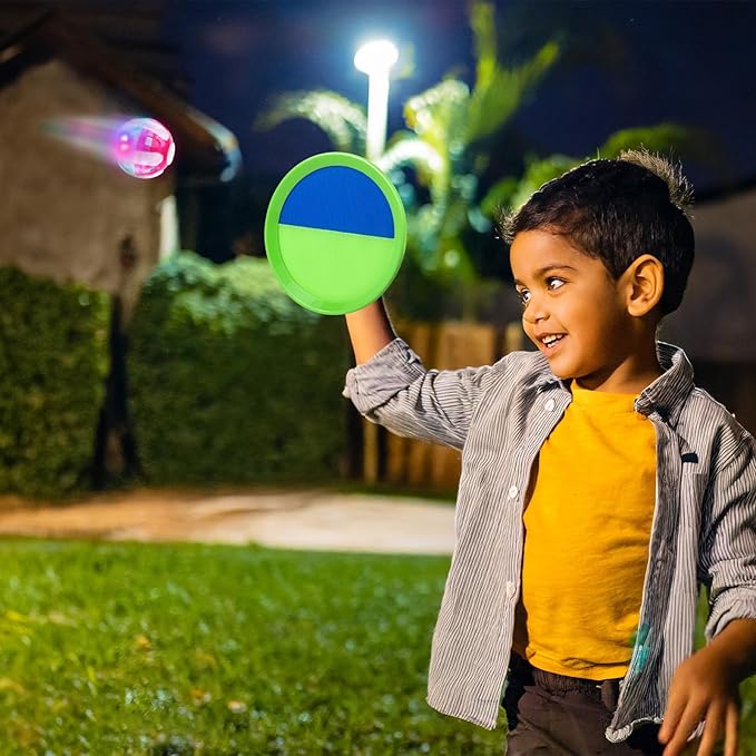 Ayeboovi Kids Outdoor Beach Pool Toys Toss and Catch Ball Set Upgraded Light UP - Image 4