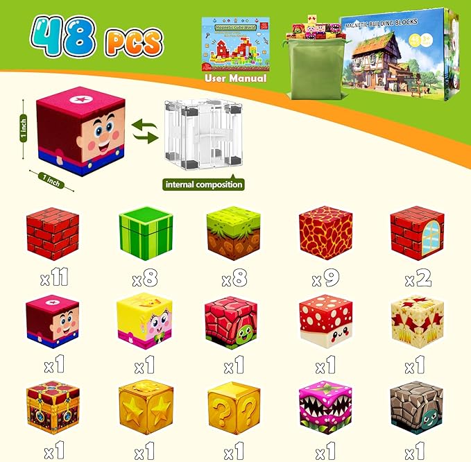 Magnetic Blocks Building Toys for Kids: 48PCS Magnetic Blocks for Kids Ages 4-8 - Image 6