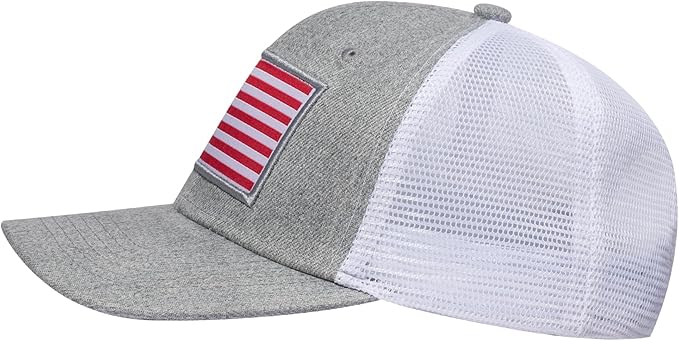 American Flag Trucker Hat, Patriotic Baseball Cap for Men & Women, Breathable Mesh Adjustable Snapback, USA Flag Patch