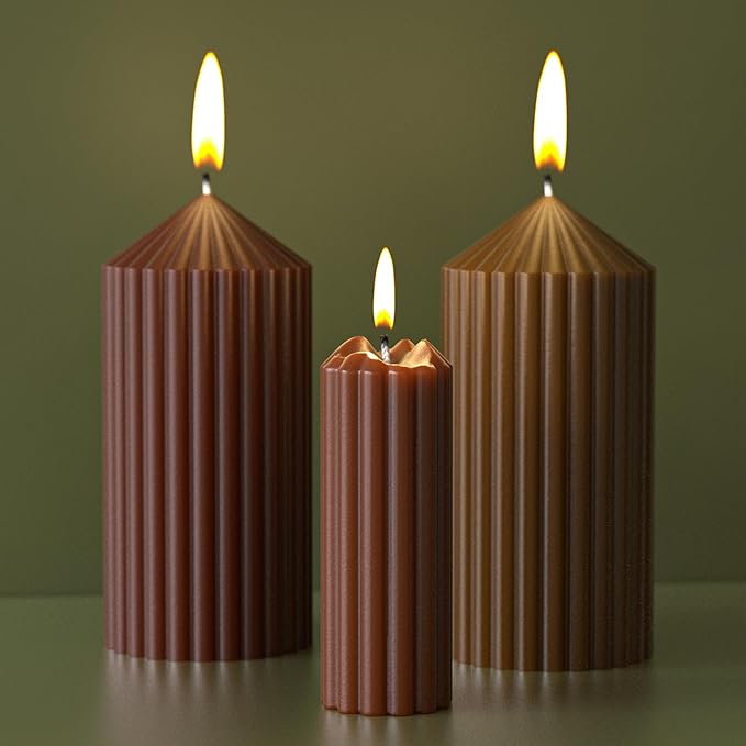 2 Pack Stripe Cylinder Pillar Spiral Candle Resin Mold by ESEENSSiliconeMolds