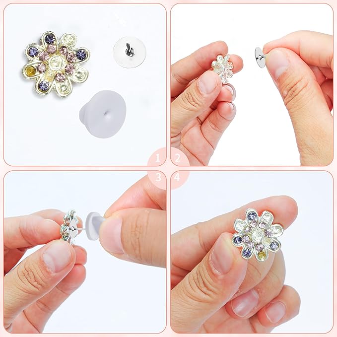 400pcs PVC Rubber Butterfly Clutch Pins Tie Tacks Blank - Image 4