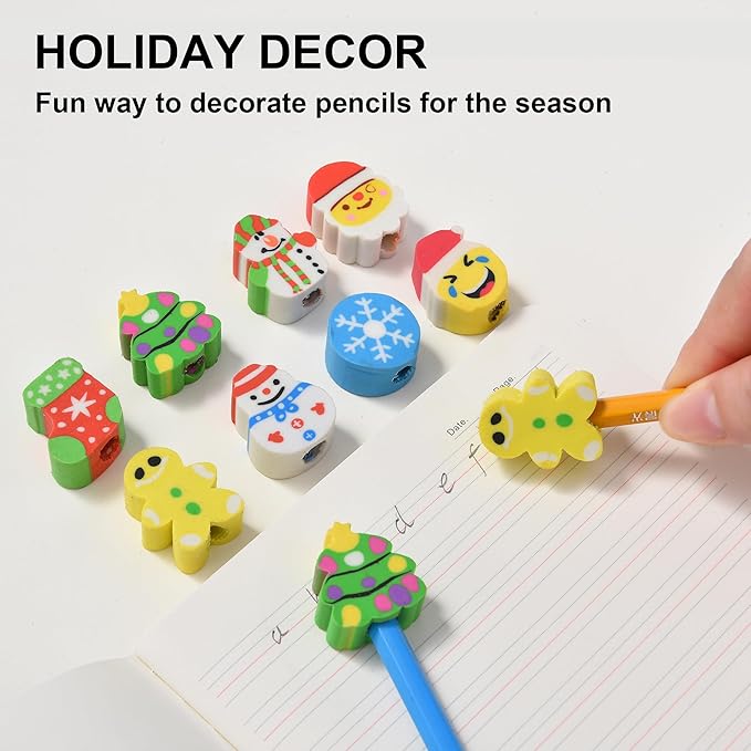 HILAZA 42Pcs Christmas Pencil Top Erasers - Image 5