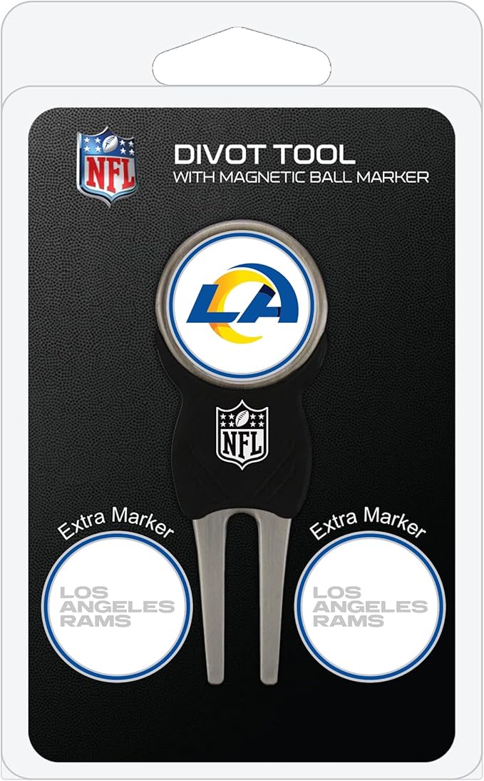 Team Golf NFL Divot Tool with 3 Golf Ball Markers Pack, Markers are Removable Magnetic Double-Sided Enamel