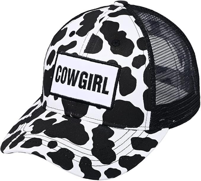 Funky Junque Trucker Hat for Women – Distressed Low Profile Western Camo Baseball Cap with Mesh, Trendy and Adjustable Fit