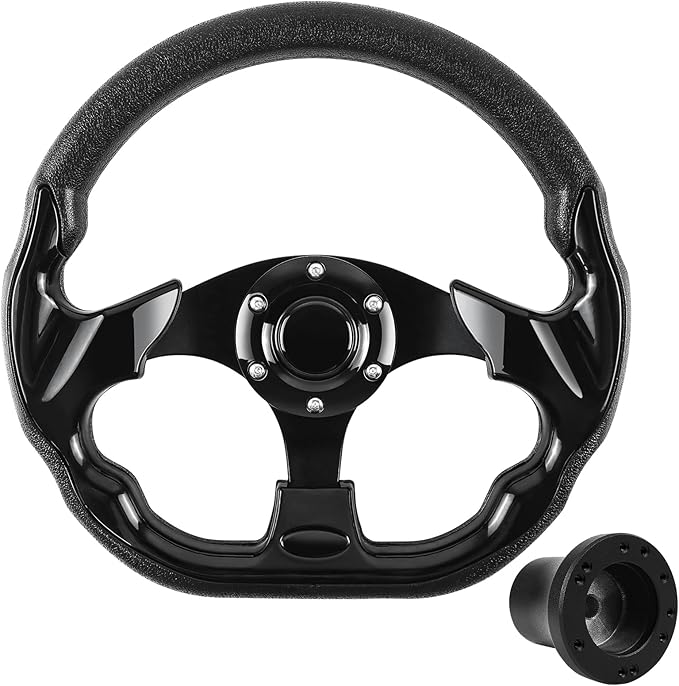 Golf Cart Accessories Steering Wheel D-bottom and Golf Adapter for Club Car EZGO TXT & RXV Golf Carts Adapter Skid-black