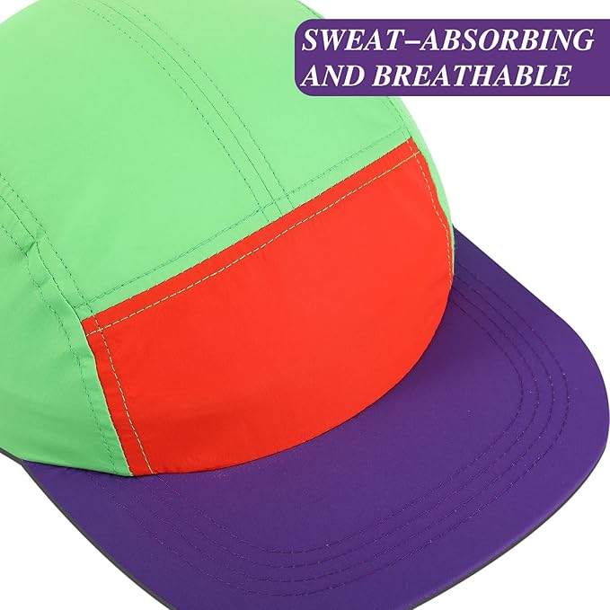 Cindeer 80s 90s Neon Hat Nylon Cap Retro Adjustable Cap for Women Men 80s Costumes Accessories 90s Theme Party
