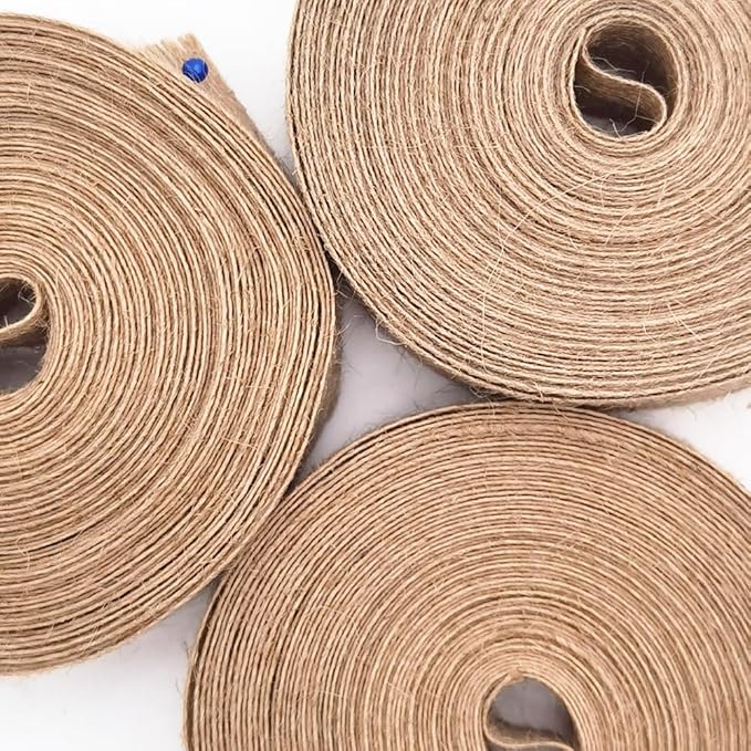 INSPIRELLE 3 Rolls 0.6 Inch Natural Burlap Fabric Roll 99 Feet Jute Lined Ribbon - Image 3