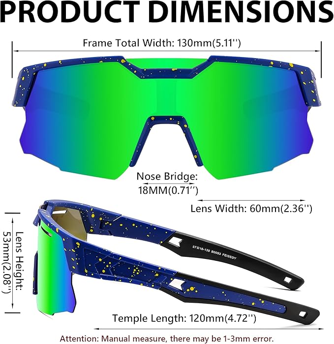 FEISEDY Kids Sunglasses Youth Baseball Sun Glasses, UV400 Sports Teens Cycling Shades for Boys Girls Age 8-16 B0048