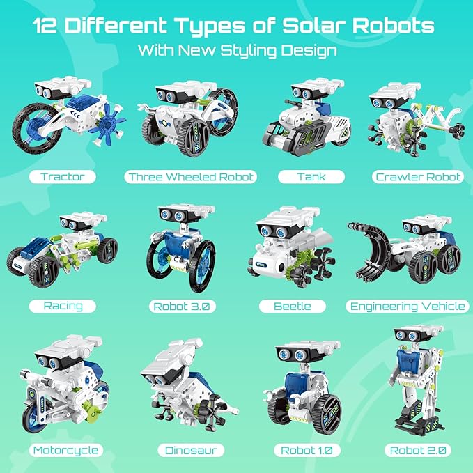 12-in-1 Solar Robot Kit for Kids 8-12, STEM Educational Building Toys - Image 3