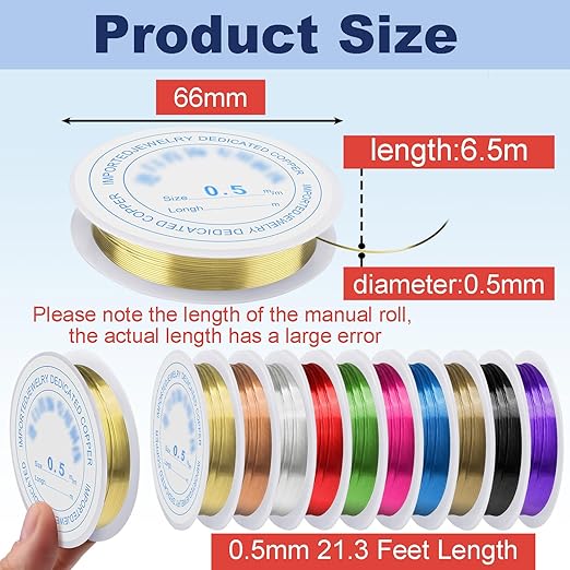 0.5 mm Dia. 10 Rolls Copper Jewelry Wire, Beading Wire - Image 2