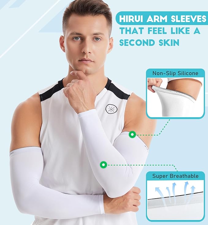HiRui Arm Compression Sleeves for Men Women Youth, UV Protection 20-30mmHG Support Tattoo Cover, Breathable Moisture-Wicking